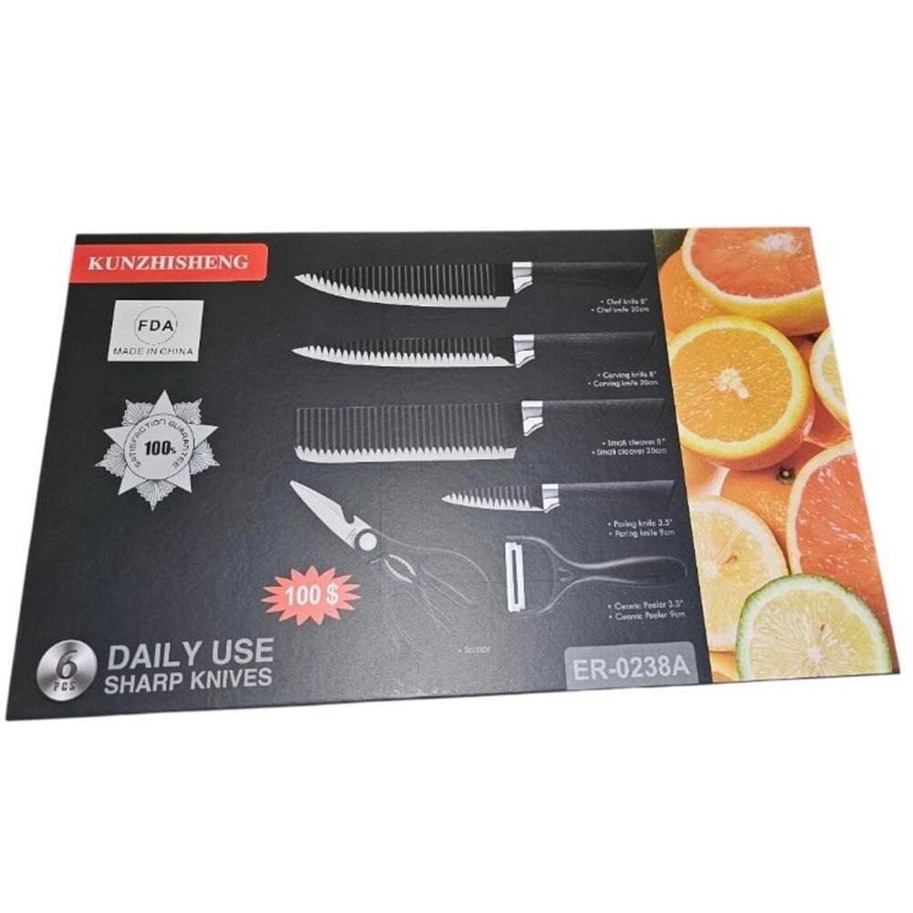 Kunzhisheng 6 Piece Knife Set Chef Carving Small Cleaver Pairing Knives NEW